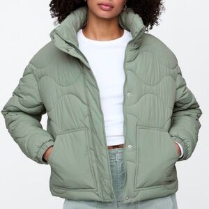 GAP Quilted Relaxed Nylon Jacket Sage Green